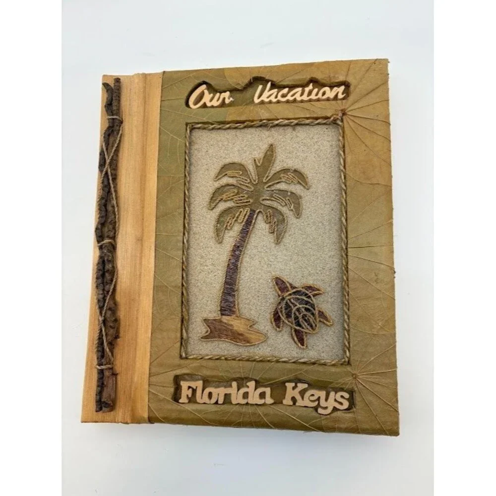 Sea Turtles Palm Photo Picture Postcard Album Key West‎ Natural Leaf Banana Bark